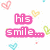 Pixelated text phrases in pink, purple, blue, and orange with trailing ellipses over a white background scattered with small colorful hearts.
