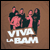 Pixelated image of four figures in dark clothing with pink accents standing behind white text on a brown background.