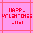Pixelated red text on pink background with red lines, displaying 'HAPPY VALENTINES DAY!' in three