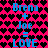 Pixelated text on a pink background with black hearts, showing 'Brena + Joe = LOVE' repeated twice in blue and cyan.