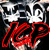 Animated sequence of red text overlays on a black background with white skeletal faces, displaying changing phrases.
