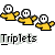 Three pixelated figures in yellow shirts with black outlines stand side-by-side against a white background, each with a white face and two black eyes.