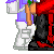 A 4-frame pixel art animation showing a couple's farewell with one character holding a rose, transitioning from standing to kissing and text appearing.