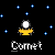 Animated sequence of a yellow figure with white head against black starry background, showing multiple states including static poses and motion effects.