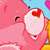 A contact sheet of Care Bears animation frames showing two bears with heart symbols on their bellies against a blue background with pink hearts, and text reading "I Love Care Bears!" in pixelated font.