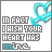 nine identical pixelated icons featuring text 'IN FACT I WISH YOUR HEART HAS mine' with a cyan and gray heart symbol above the text on white background