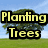 A four- shows a tree icon with changing text overlays: 'Planting Trees' on the top-left, 'Growing Love' on the bottom-left, and two equal signs on the top-right and bottom-right