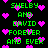 Green pixelated text reading 'SHELBY AND DAVID FOREVER AND EVER' repeats across a black background with scattered pink hearts.