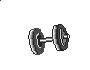 Four pixelated dumbbell icons arranged in a on a light gray background, each showing different orientations