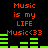 Pixelated orange text "Music is my LIFE" and "Music<33" above green audio equalizer bars on black background, with two identical side-by-side layouts.