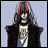 A 48x48 pixel buddy icon featuring a character with long dark hair, red and green headband, black jacket over white shirt, standing against light blue background on left; right side shows "Anime IM" text logo in silver pixelated font on black background with smaller "c0m" below