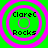 Four identical circular icons with green backgrounds and pink concentric rings, each displaying 'ClareC' above a circle and 'Rocks' below.
