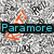 Pixelated image with gray static background, orange flame-like shapes behind text elements.