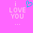 Pixelated pink background with white text 'i LOVE YOU' and three dots, featuring a cyan heart symbol above the word 'LOVE'.
