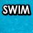 Blue background with white text reading SWIM, Chick, and 24/7 in bold pixelated font.