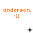 A static orange text-based icon with 'anderson.' and ':]]' below, surrounded by black pixel symbols in a