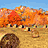 Animated sequence showing a hayride scene with autumn trees, hay bales, and people riding in a cart pulled by a tractor.