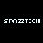 Four display the text 'SPAZZTIC!!!' in white pixelated font against black, purple, pink, and dark purple backgrounds