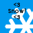 Blue background with white snowflake icon and black text reading '<3 Snow! <3' in pixelated font, showing animation changes across frames.