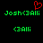 Green pixelated text 'Josh<3Alli' and '<3Alli' on black background with red heart symbol above left text.