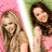 six pixelated images showing a woman with long blonde hair in various poses and backgrounds, including pink, green, yellow, white, black, and purple settings