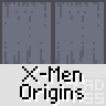 Animated contact sheet of a pixel art character from X-Men Origins with multiple frames showing weapon deployment and facial expressions against gray background.