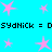 Pixelated pink star shapes scattered across a bright cyan background with repeated text lines in black pixel font.