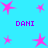 A static image with a bright cyan background featuring multiple pink star shapes and purple text reading "DANI" in four locations.
