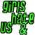 Pixelated green text and two cartoon women with head coverings on a white background, one in blue, the other in maroon.