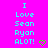 Pixelated cyan text on bright pink background reads "I Love Sean Ryan ALOT!" with green heart symbols at bottom right of each side.
