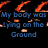 Animated icon with orange flame-like shapes on black background, displaying changing text in blue and green fonts.