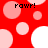 Red background with pink and white circles; four instances of 'rawr!' text in black pixelated font across the image.