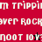 Pixelated text repeats across colored sections with a small animated figure appearing in one section.