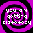 Four identical purple and black spiral patterns arranged in a , each containing white text reading "you are getting sleepeepy"