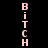 A vertical arrangement of the word "BITCH" in light pink letters on a black background, intersected by red horizontal bars that shift position across frames.