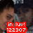 A pixelated image shows a person with dark hair and light skin, overlaid by red text reading 'in luv! 122307' in white block letters.