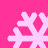 Four light pink snowflakes on a bright pink background, arranged in a with no visible animation changes