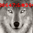 Pixelated grayscale wolf face with red text overlay at top, showing eyes nose and mouth in close-up view.