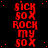 Red pixelated text repeats vertically on black background with scattered red dots and a gray rectangle in bottom-right corner.