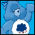 A 4x3 contact sheet of an animated Care Bear icon showing sequential frames with a blue bear character against a solid blue background, displaying subtle pose and facial expression changes across sampled frames.