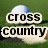 A golf ball on a green with sand traps, displaying sequential text fragments forming 'cross country finally a practical use for golf courses' across six