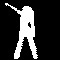 White silhouette figures in various dynamic poses against a black background, arranged in a pattern