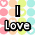 A static image with text "I Love every one" over a colorful background of circles and hearts.