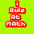 Pixelated text and symbols on a bright green background with red, blue, and purple lettering.