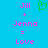 Pixelated text and symbols on a solid blue background with pink and green elements.