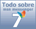 Two side-by-side display "Todo sobre msn messenger" and "ESPECIAL msn messenger" text above a white number 7 with colorful flame-like accents on blue gradient backgrounds