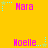 Yellow background with pink text 'Nara' and 'Noelle' in pixelated font, surrounded by light blue and yellow star-shaped pixel clusters.