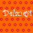 Orange background with red circular patterns and white text reading "Delaney!" repeated four times in a