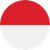 Circular icon with horizontal red and white bands, red band above white band, pixelated edges on gray background.