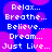 A 2x2 contact sheet of four identical animated frames showing pixelated text on a blue background with pink and purple circles.